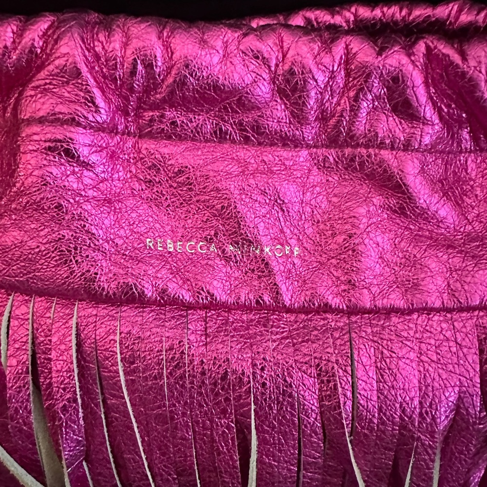 Rebecca Minkoff Hot Pink Metallic Fringe Crossbody Bag - Picture 2 of 3